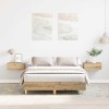 Gossi cadru pat fara saltea stejar artisan 135x190 cm lemn prelucrat