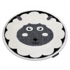 Covor modern pentru copii JOY Cerc Sheep, oaie - structural pe două niveluri de l&acirc;nă crem / negru, cerc 160 cm, Rotund