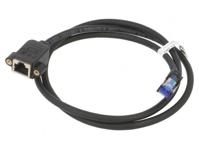 Prelungitor RJ45 S/FTP 6a 1m LSZH negru 27AWG