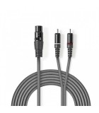 Cablu audio stereo XLR 3-Pini mama - 2x RCA tata 3m gri NEDIS