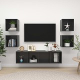 Cumpara ieftin Set dulapuri TV, 5 piese, gri extralucios, lemn prelucrat