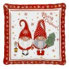 Farfurie Decorativă Crăciun Gnome, Sticlă, 30x30cm, Alb/Roșu, Oem
