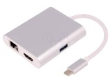 Adaptor USB 3.0/3.1 Nichelat 200mm Alb Argintiu