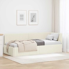 vidaXL Cadru de pat colțar cu headboard Crem 80 x 200 cm Catifea 42016253