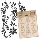 Reutilizabil Șablon - Craft - Scrapbooking // FLORI - MINI BORDURĂ - A5 (15x21cm)