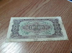 Bancnota de 3 LEI - 1952 - SERIE ALBASTRA , foto
