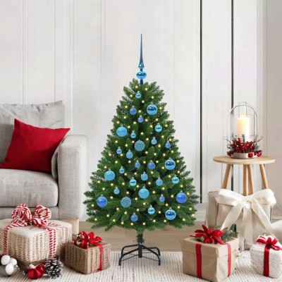 vidaXL Brad de Crăciun artificial cu 150 LED Verde 120 cm PVC și Metal 3395674 foto