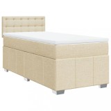 Cumpara ieftin Pat box spring cu saltea, crem, 90x200 cm, textil