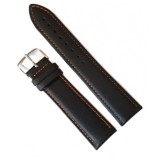 Cumpara ieftin Curea Ceas din Piele Natural? Neagr?, cu Cus?tur? Orange 20mm 22mm