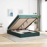 vidaXL Cadru de pat otoman cu saltea verde &icirc;nchis 140x200cm catifea 3311192