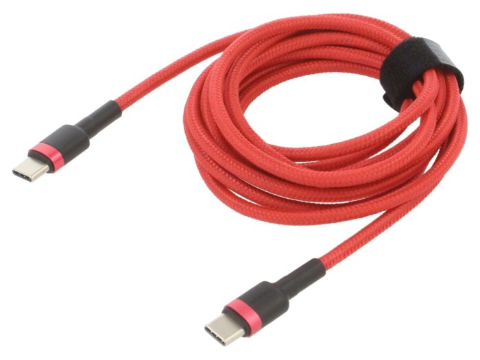 Cablu USB C 2m roșu textil 60W