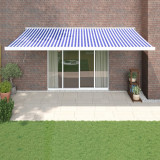 Copertina retractabila albastru alb, 5x3 m, textil aluminiu