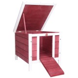 PawHut Colivă de Lemn Exterior Cușcă Casă pentru Rozătoare Animale Mici cu Acoperiș Asfaltic Abatibil și Rampa Antiderapantă 42x51x43 cm Roșu | Aosom