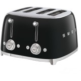 Prajitor de paine Smeg TSF03BLEU, 2000 W, 4 felii, 6 niveluri pentru rumenire, Negru