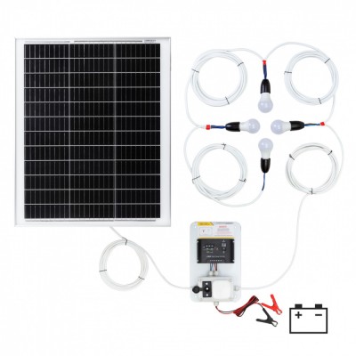 Sistem de iluminat solar 50&amp;nbsp;W cu 4 becuri foto