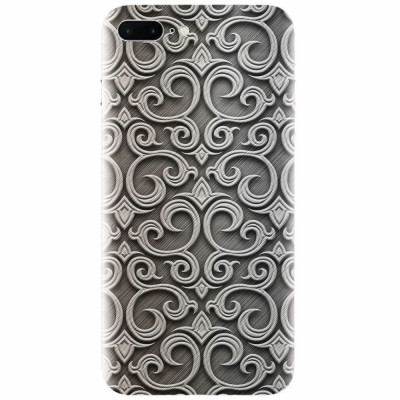 Husa silicon pentru Apple Iphone 8 Plus, Baroque Silver Pattern foto
