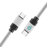 CABLU alimentare si date SPACER, pt. smartphone, USB Type-C (T) la USB Type-C(T), braided, ambalaj punga, 1.8m, silver &quot;SPDC-TYPEC-TYPEC-BRD-SL-1.8&quot; (