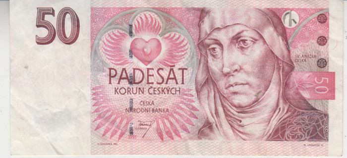 M1 - Bancnota foarte veche - Cehia - 50 coroane - 1997