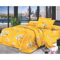 Lenjerie de pat pentru o persoana cu husa de perna patrata, Marimba, bumbac mercerizat, multicolor