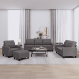 VidaXL Set de canapele cu perne, 4 piese, gri, piele ecologică