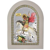 Cumpara ieftin Icoana argintata - Sfantul Mare Mucenic Dimitrie - Izvoratorul de mir 10x14 cm