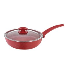 Tigaie aluminiu cu capac Zilan, 28 cm, strat granit, rosu