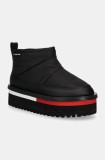 Tommy Jeans cizme de iarna TJW NYLON FLATFORM BOOT WL culoarea negru, EN0EN02689