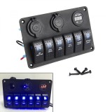 Panou cu 6 intrerupatoare, voltmetru, usb si priza 12V