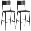 Scaune de bar, 2 buc., negru, placaj solid, otel
