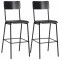 Scaune de bar, 2 buc., negru, placaj solid, otel
