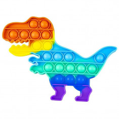 Jucarie senzoriala POP IT Dinozaur, antistres, rainbow, 20x15x1,5 cm foto