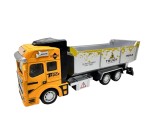 Camion basculanta galbena 1:28 replica metal cu sunete si lumini bena basculabila