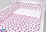 Lenjerie patut 3 piese cu protectie laterala si doua fete Pink Mice