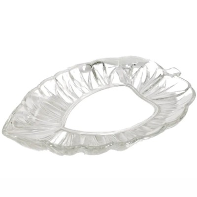 Bol elegant din sticla Pufo Leaf pentru servit aperitive, fructe, prajituri, 30 cm foto