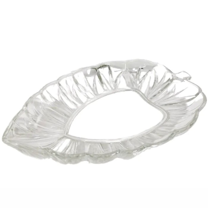 Bol elegant din sticla Pufo Leaf pentru servit aperitive, fructe, prajituri, 30 cm