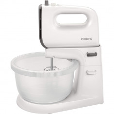 Mixer cu bol Philips Viva Collection HR3745/00, 450 W, 3 l, 5 viteze, Alb