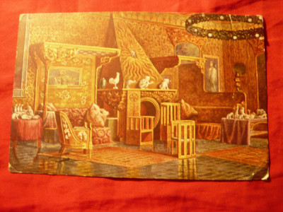 Ilustrata Colectia Marvan -Salonul de Aur al Reginei din Palatul Cotroceni, uzat foto