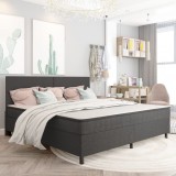 vidaXL Pat continental, gri &icirc;nchis, 200x200 cm, material textil