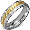 Inel din oțel - centru canelat și ramă decorativă - Marime inel: 52