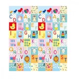 Covoras pentru copii, flippy, cu 2 fete, model litere/girafe, din xpe+pe, impermeabil, antiderapant, protectie termica, +3 luni, pliabil, 180 x 200 x