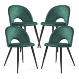 Set 4 scaune dining Karijoki din catifea verde inchis cu picioare negre
