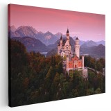 Tablou Castelul Neuschwanstein la apus, Germania 1525 Tablou canvas pe panza CU RAMA 30x40 cm