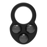 Inel pentru penis DREAMTOYS RAMROD Cockring Triple Weight, cu 3 bile de oțel detașabile, lungime 7.5 cm, din silicon, negru