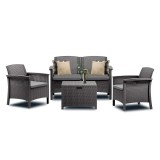 Set mobilier gradina Leziter Venus II 4 locuri, plastic injectat, gri grafit, 6 piese, rezistent intemperii, fabricat Italia