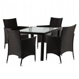 Set mobilier gradina/terasa, maro inchis si bej, ratan sintetic, 1 masa, 4 fotolii, Geneva, Chomik