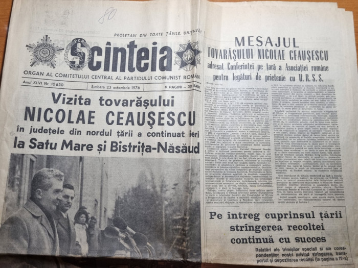 scanteia 23 octombrie 1976-ceausescu vizita la bistrita nasaud si satu mare