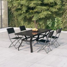 vidaXL Set de servit masa pentru grădină, 5 piese, gri și negru