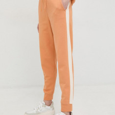Weekend Max Mara pantaloni de trening din bumbac femei, culoarea portocaliu, modelator