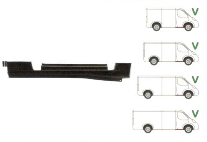 Prag Ford Transit (V184/5) 05.2000-04.2006 , Transit/Tourneo (V347/8) 05.2006-04.2013 , Usa Fata partea dreapta, sub usa fata, din metal