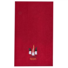 Prosop din Bumbac Rosu cu Figuri de Gnome Bodat de Craciun Shopiens&amp;reg;, 90 x 50 cm foto